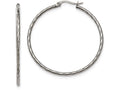 Chisel Stainless Steel Polished And Textured Hoop Earrings