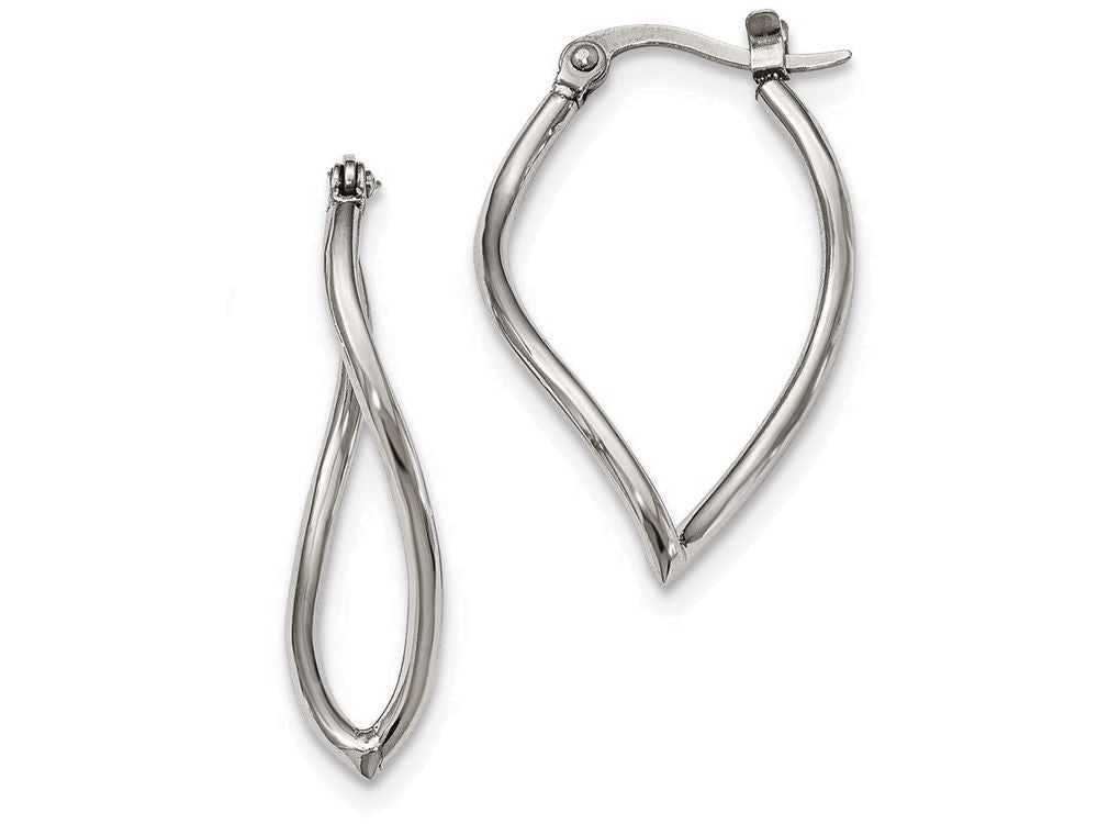 Chisel Stainless Steel Polished Wavy Hoop Earrings