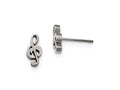 Chisel Stainless Steel Polished Music Symbol Post Earrings
