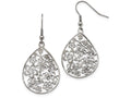 Chisel Stainless Steel Polished Flower Dangle Shepherd Hook Earrings