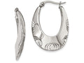 Chisel Stainless Steel Polished And Textured Half Circles Hoop Earrings