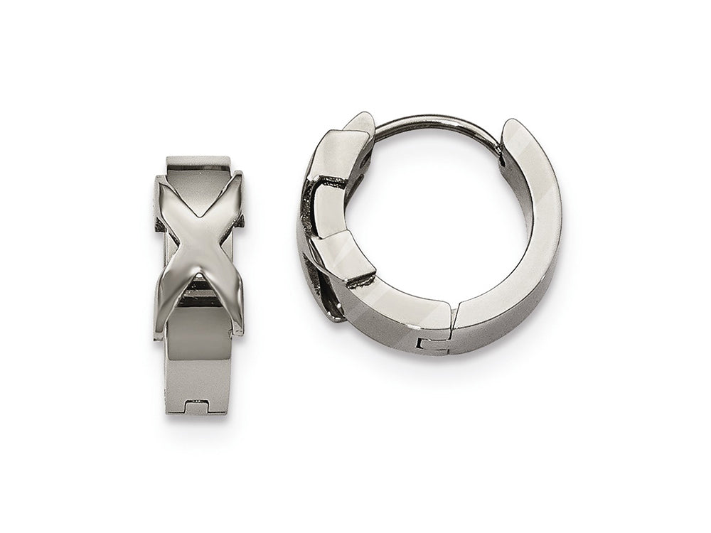 Chisel Stainless Steel Polished Hinged Hoop Earrings