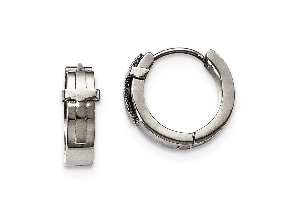 Chisel Stainless Steel Polished Hinged Hoop Earrings