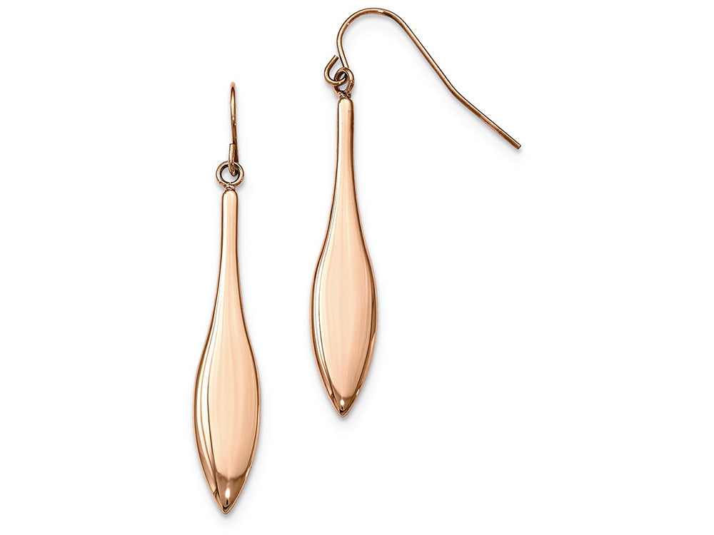 Chisel Stainless Steel Polished Rose Ip Dangle Shepherds Hook Earrings
