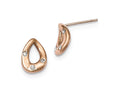 Chisel Stainless Steel Polished Rose Ip Plated Tear Drop Crystal Post Earrings