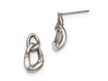 Chisel Stainless Steel Polished Two Loop 3 Crystal Dangle Earrings