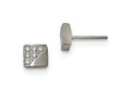 Chisel Stainless Steel Brushed CZ Square Post Earrings