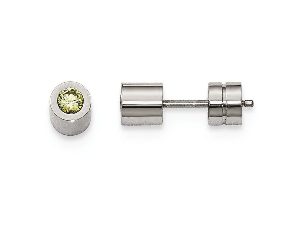 Chisel Stainless Steel CZ August Birthstone Polished Post Earrings