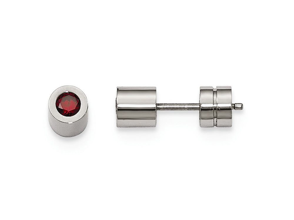 Chisel Stainless Steel CZ Jan Birthstone Polished Post Earrings