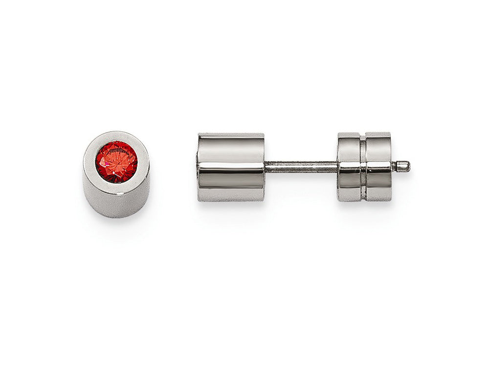 Chisel Stainless Steel CZ July Birthstone Polished Post Earrings