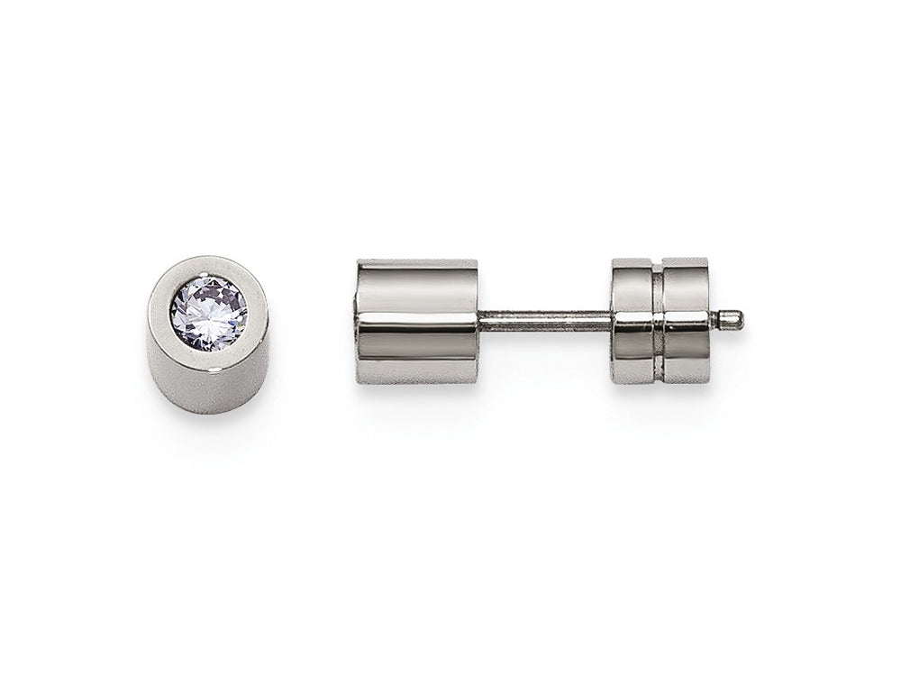 Chisel Stainless Steel CZ June Birthstone Polished Post Earrings