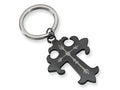Chisel Stainless Steel Black-plated Cross Key Chain