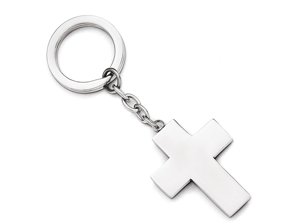 Chisel Stainless Steel Polished Cross Key-Ring
