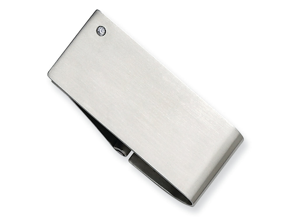 Chisel Stainless Steel Diamond Accent Money Clip