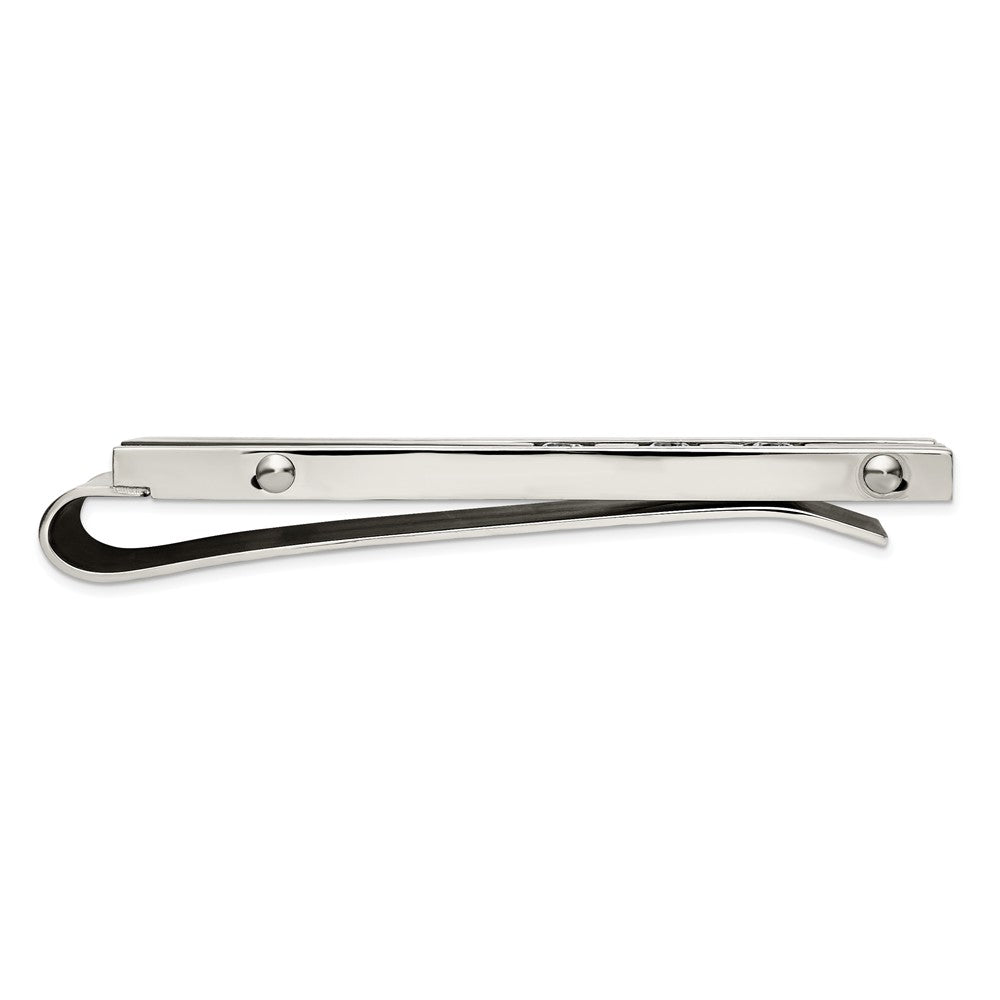 Chisel Stainless Steel CZ Black Ip-plated Polished Money Clip
