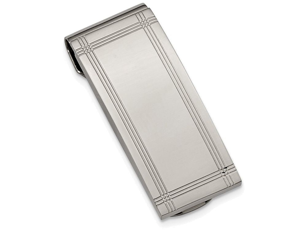 Chisel Stainless Steel Polished And Grooved Money Clip