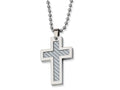 Chisel Stainless Steel Grey Carbon Fiber Cross Necklace - 22 inches