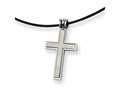 Chisel Stainless Steel Leather Cord Cross Necklace - 18 inches