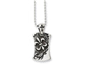 Chisel Stainless Steel Antiqued Fleur De Lis Dog Tag 22in Necklace