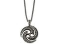 Chisel Stainless Steel Antiqued and Textured Circle 22in Necklace
