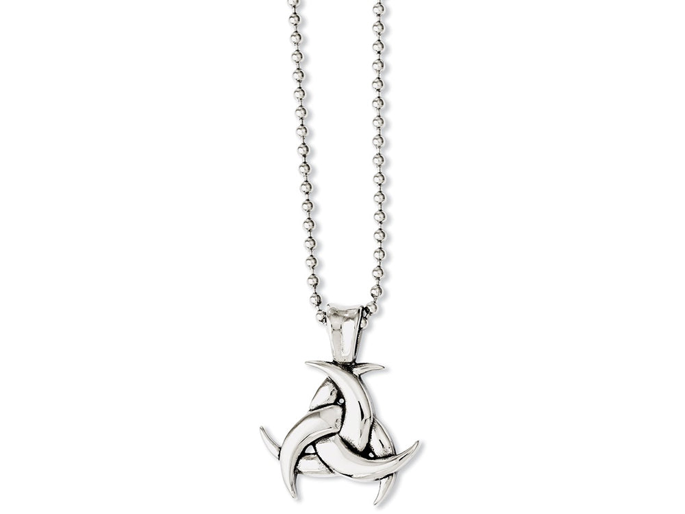 Chisel Stainless Steel Polished and Antiqued Celtic Knot 22in Necklace