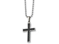 Chisel Stainless Steel Carbon Fiber Cross Necklace