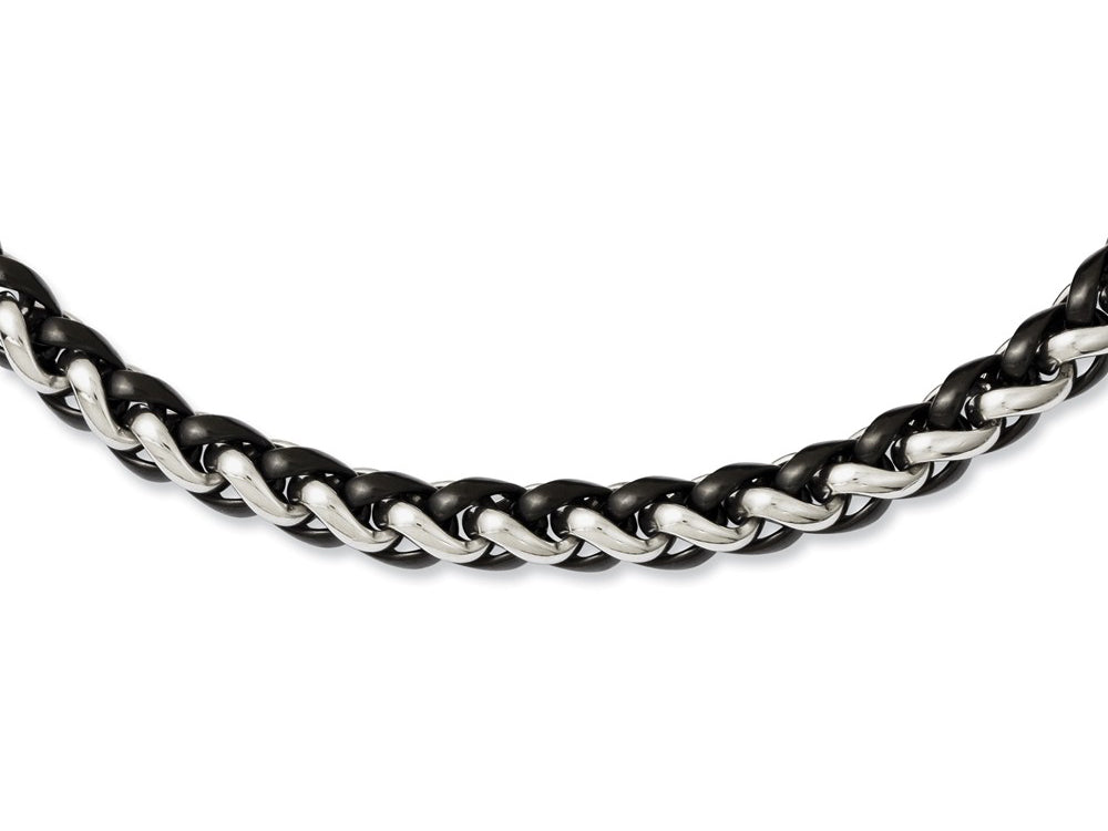Chisel Stainless Steel Polished and Black Ip-plated 24in Necklace