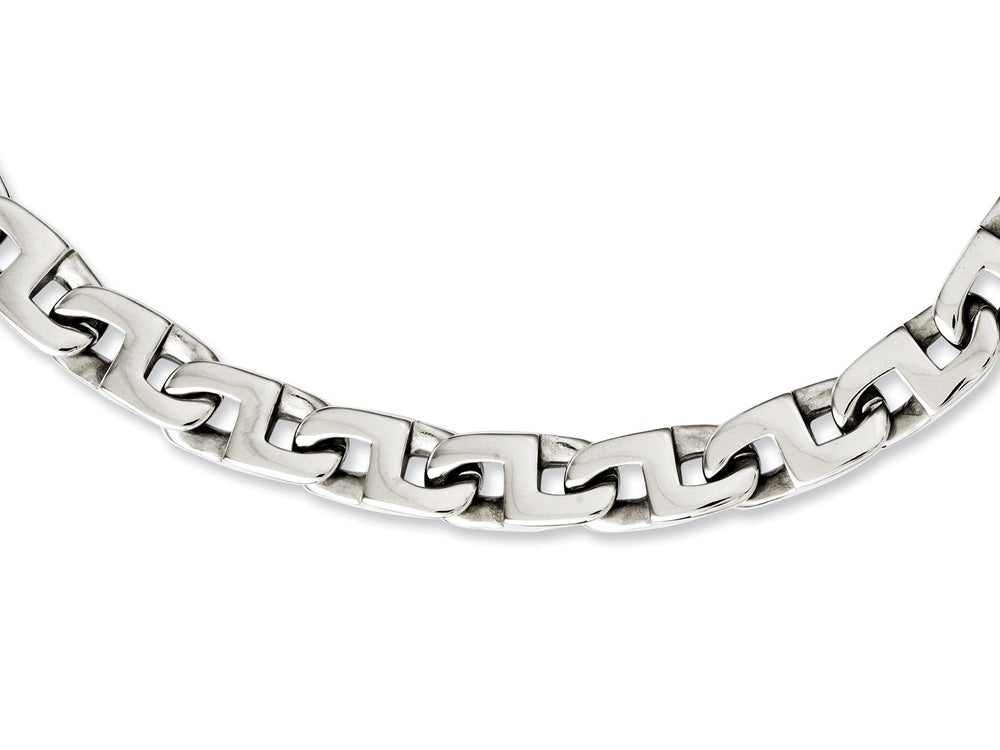 Chisel Stainless Steel Polished Fancy Squares Link Necklace