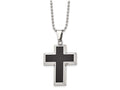 Chisel Stainless Steel Carbon Fiber Cross Necklace - 22 inches