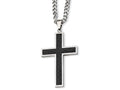 Chisel Stainless Steel Carbon Fiber Cross Necklace - 24 inches