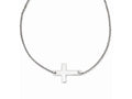Chisel Stainless Steel Polished Sideways Cross Necklace