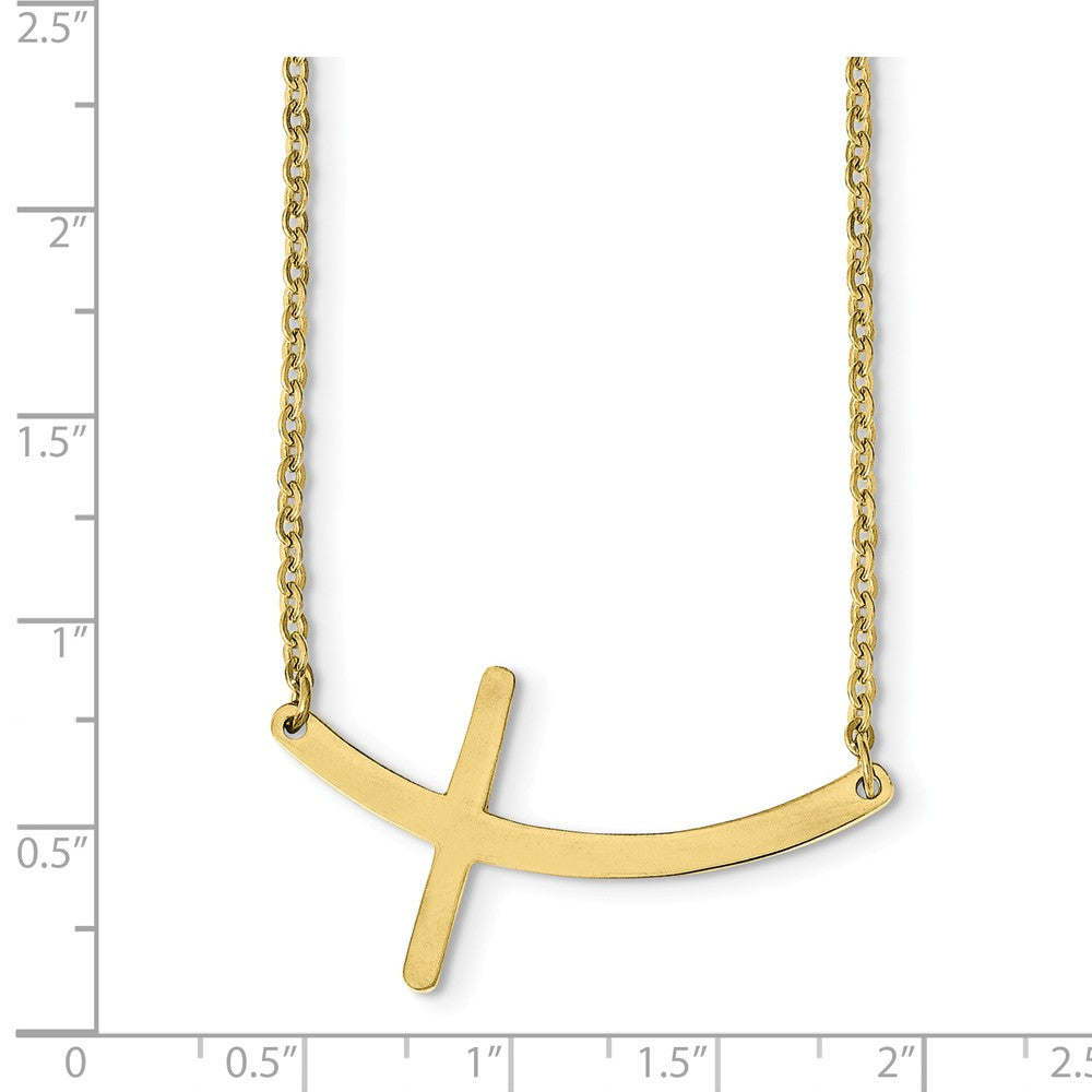FJC Finejewelers Stainless Steel Yellow Ip-plated Sideways Cross 18in Necklace