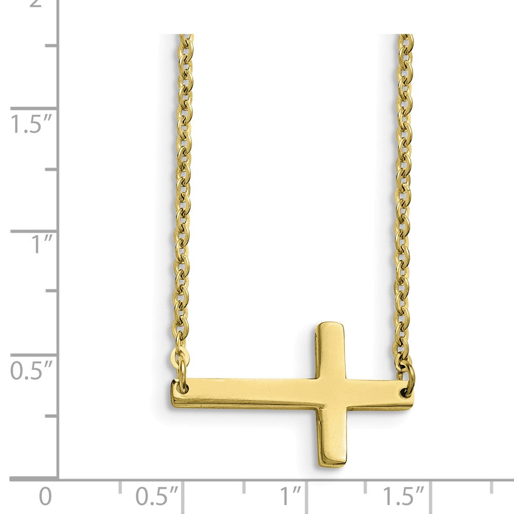 FJC Finejewelers Stainless Steel Yellow Ip-plated Sideways Cross 18in Necklace