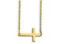 FJC Finejewelers Stainless Steel Yellow Ip-plated Sideways Cross 18in Necklace