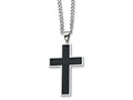Chisel Stainless Steel Carbon Fiber Cross Necklace - 24 inches