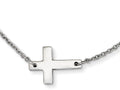 Chisel Stainless Steel Polished Sideways Cross Necklace