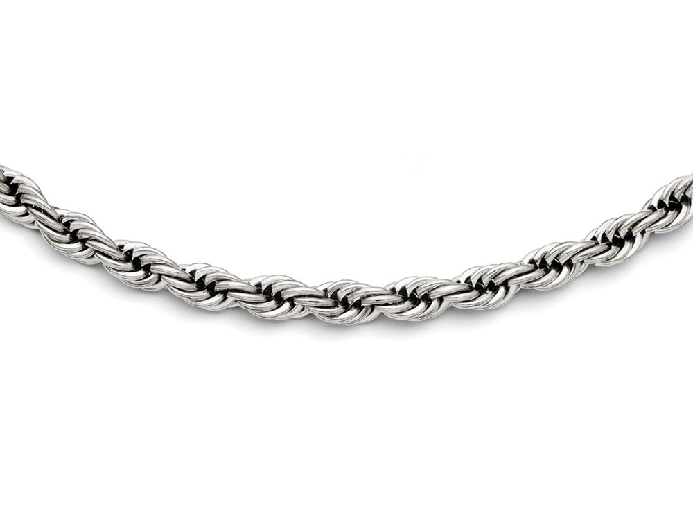 Chisel Stainless Steel Polished 7mm Rope Necklace