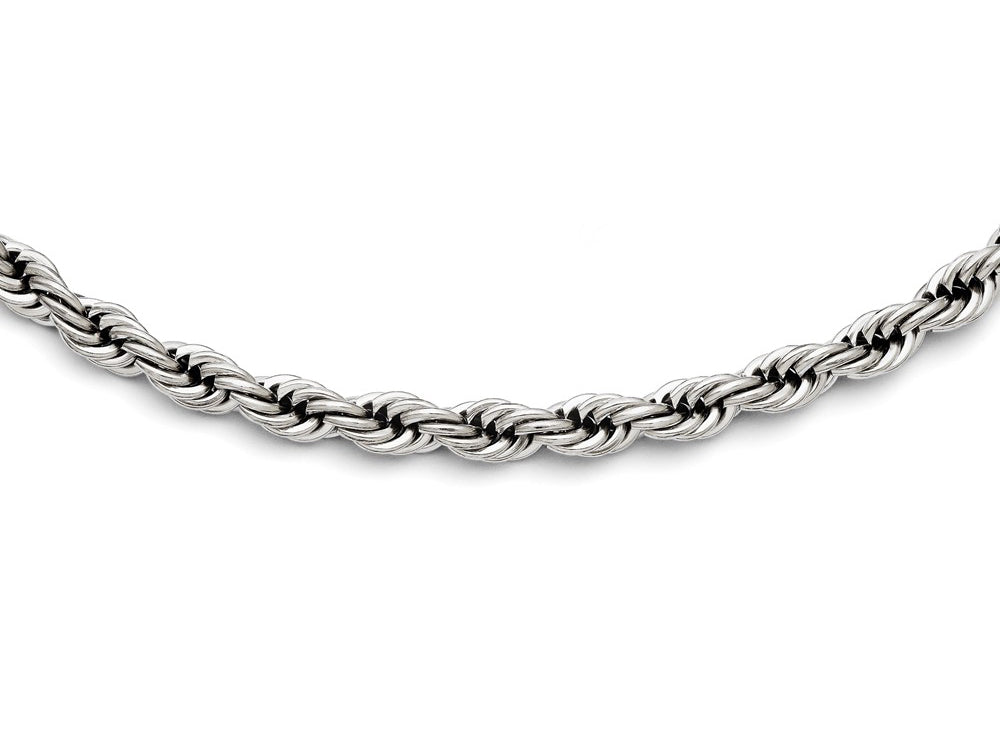 Chisel Stainless Steel Polished 7mm Rope Necklace