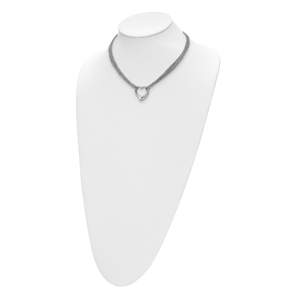 Chisel Stainless Steel Multi Strand Polished Heart Toggle Necklace