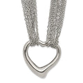 Chisel Stainless Steel Multi Strand Polished Heart Toggle Necklace