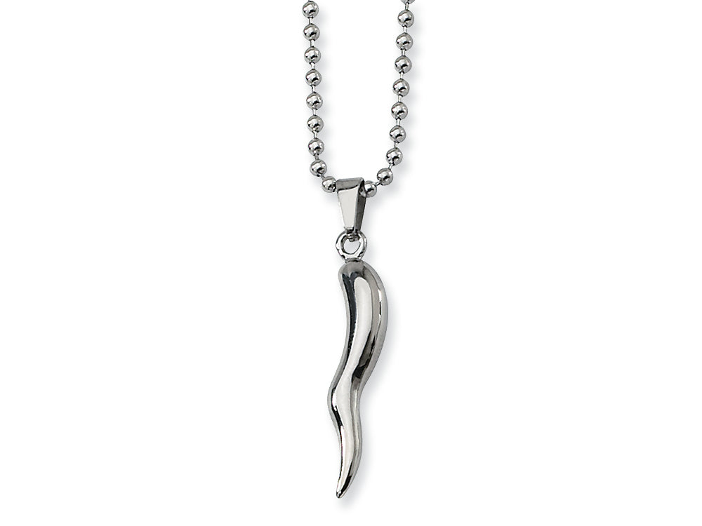 Chisel Stainless Steel Italian Horn Necklace - 22 inches