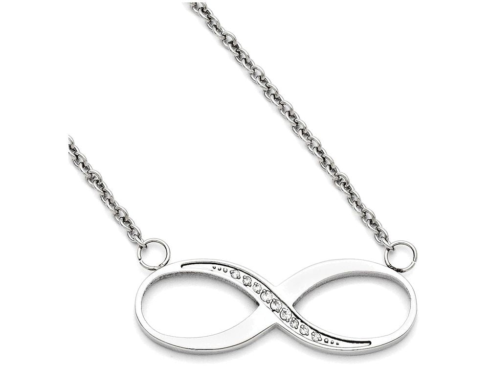FJC Finejewelers Stainless Steel Infinity Polished CZ Necklace