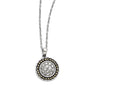 Chisel Stainless Steel CZ With Yellow Ip-plated Antiqued Circle Necklace