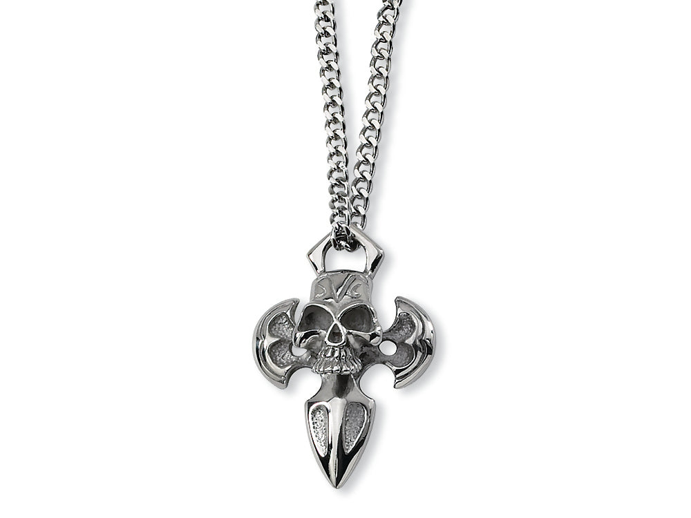 Chisel Stainless Steel Cross with Skull Necklace