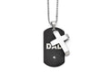 Chisel Stainless Steel Black Ip-plated Dog Tag With CZ Cross Necklace