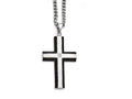 Chisel Stainless Steel Brushed And Polished Black Ip-plated Cross With CZ  Necklace