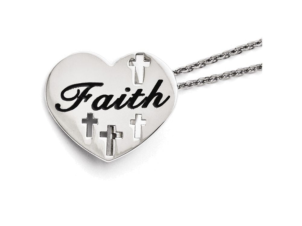 Chisel Stainless Steel Enameled Polished Heart Necklace