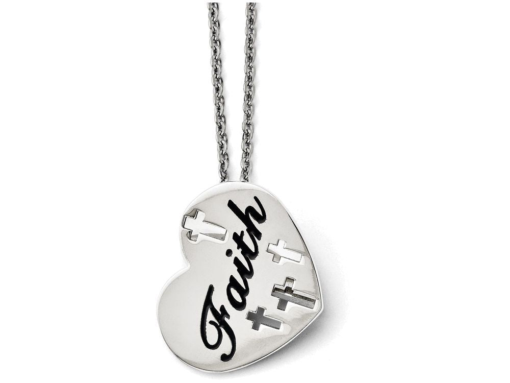 Chisel Stainless Steel Enameled Polished Heart Necklace