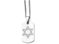 Chisel Stainless Steel Star Of David CZ Dog Tag Polished Necklace