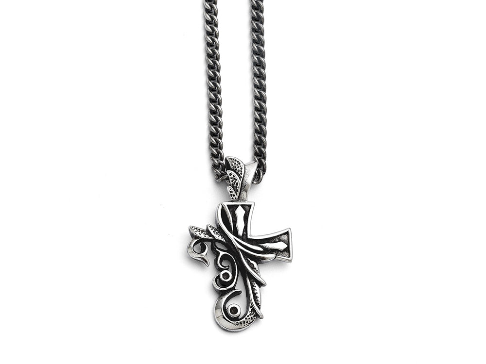 Chisel Stainless Steel Polished And Antiqued Necklace